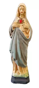 VTG Ceramic/Flocked Immaculate Heart of Mary Statue Virgin Mary/Madonna 13" Tall - Picture 1 of 14