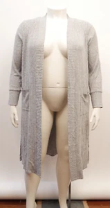 Maglione taglie forti 2X manica lunga grigio spolverino aperto davanti ha tasche nuovo senza etichette - Foto 1 di 7