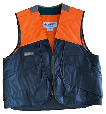 Columbia Gray Blaze Orange Hunting Vest Quilted Shoulder Game Pouch Large - Image 1 of 4