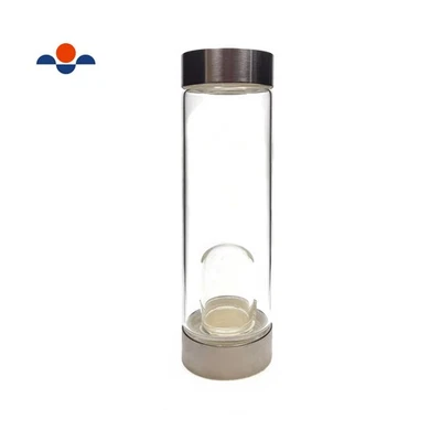 Nova garrafa de água de vidro de cura com infusão de cristal lascas de pedra preciosa não incluídas 9" - Imagem 1 de 3