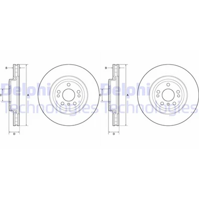 2X DELPHI DISCHI FRENANTI 330Mm VENTILATI ANTERIORI ADATTI PER MERCEDES-BENZ GLE - Immagine 1 di 2