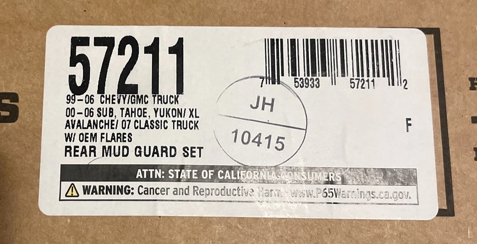 Guardabarros moldeados personalizados Husky Liners 57211 para camioneta Chevy/GMC 99-06 Foto 1 de 3