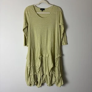 Bequemes USA Kleid Damen klein gestreift geraffter Saum Crinkle Strick Lagenlook - Bild 1 von 13