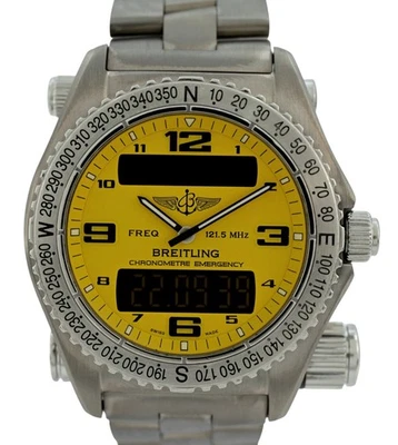 Reloj Suizo Breitling 43mm Hombre Emergencia Raro Esfera Amarilla Titanio Ref: E76321 Foto 1 de 4