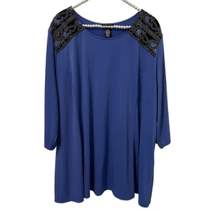Catherines Any Wear Tunika Top Damen 3X 26/28W bestickt künstlerisch reif Büro - Bild 1 von 7