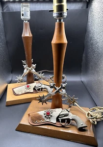 Vintage Paar Westernlampe Pistole/Holster/Sporen Cowboy Mid Century Modern 50er Jahre - Bild 1 von 15