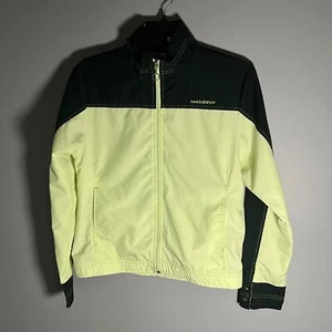 New Balance Womens Neon Yellow & Black Zip-Up Jacket Size M Lightweight Reflecti - Picture 1 of 9