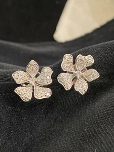 Pave 0,66 kt runde Brillantschliff natürliche Diamanten Ohrstecker in 750 18 K Gold - Bild 1 von 12