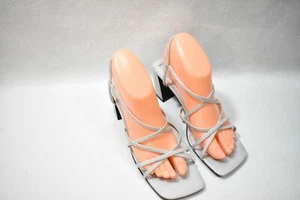 New York Transit Shoes Sandals Heels Size 8 Silver Women's New - Picture 1 of 9