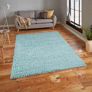 MODERN SMALL EXTRA X LARGE RUG - THICK 5CM PILE DUCK EGG BLUE SHAGGY RUGS - Picture 1 of 15