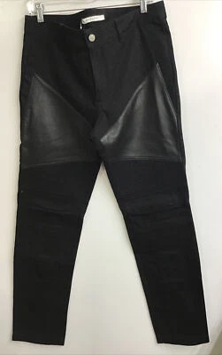 Pantalones de mezclilla Givenchy para hombre Moto negros algodón/cuero cremallera al tobillo nuevos con etiquetas talla 33 Foto 1 de 4