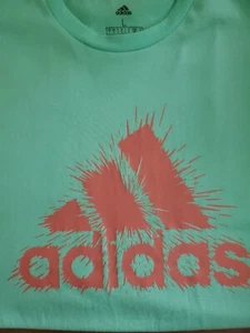 New SZ L Adidas Mint Green Pink T-Shirt Tee - Picture 1 of 4