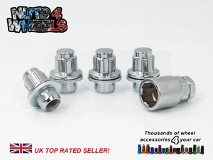 4 x Chrome Flat Seat OEM Locking Alloy Wheel Nuts fits Toyota Prius - Picture 1 of 2