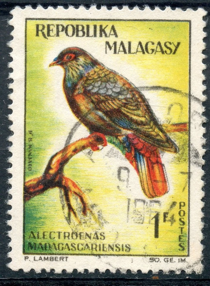 TIMBRE DE MADAGASCAR N°380 OBLITERE OISEAU - Photo 1/1