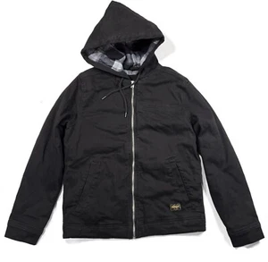 Hollister Black Jacket Mens Small New NWT Hooded Insulated Drawstring Zip - Picture 1 of 16