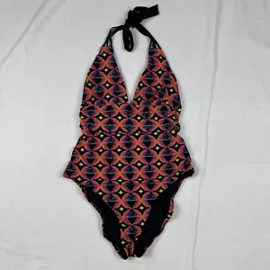 Trina Turk Swimsuit Women’s Size 10 One Piece Halter Geometric Print Colorful - Picture 1 of 6