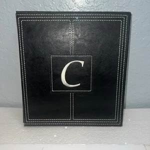 Black Faux Leather Photo Album w/ Letter “C” Embroidered Holds 160 4x6 Photos - Imagen 1 de 6