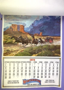 Winchester Arms & Ammunition 1974 Huge Advertising Calendar- Ferrara Western Art - Foto 1 di 6