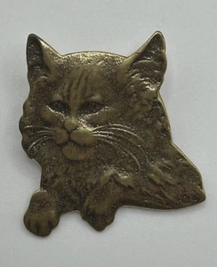 Pin cabeza de gato de metal texturizado hecho a mano - Imagen 1 de 10