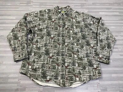 Cabela's Classic Regular Fit Mens Large Button-Down Long-Sleeve Shirt Camo Green - Image 1 of 4