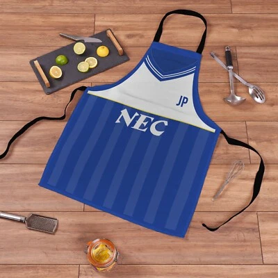 L&S PRINTS Merseyside Blues 1986 Home Football Shirt Retro Personalised Showerproof Apron
