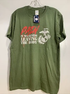 Marines Gildan “Pain is weakness leaving the body “shirt M green - Picture 1 of 7