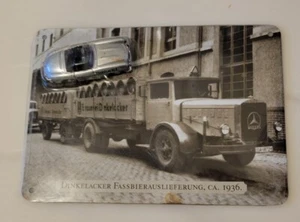 1936 Mercedes SL300 DINKELACKER Fassbierauslieferung Ca. Brewery 1:87 Tin Card - Picture 1 of 10