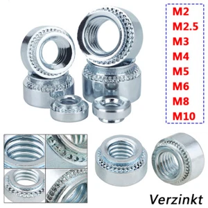 M2,3,4,5,6,8,10 Blech Einpressmuttern Setzmuttern Gewindeeinsatz Stahl Verzinkt - Picture 1 of 12