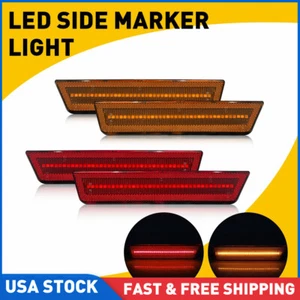Amber LENS LED SIDE MARKER LAMPS FRONT & REAR SET For 2008-14 DODGE CHALLENGER - Picture 1 of 12