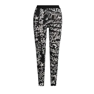 NWT Versace Jeans Couture Graffiti Logo Leggings 42 (6) - Black - MSRP $225 - Picture 1 of 6
