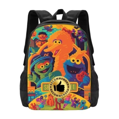 Conjunto de Mochila Escolar Sesame Street com Lancheira + Estojo Lápis Desenho Animado para Crianças - Imagem 1 de 4