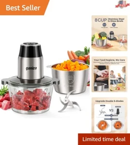 Multi-Purpose Food Processors - Meat Grinder, 2 Bowls, 450W Motor - 8 Cup - Picture 1 of 9