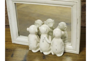 Nr.4797 kleiner Tischspiegel Spiegel mit Affen Kinderspiegel Geburtstagsgeschenk - Picture 1 of 3