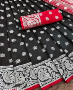 Partywear Cotton Silk Saree, Wedding Silk saree,  Bollywood Fancy Saree - Picture 1 of 12