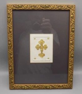 Geprägtes Goldfolie Trefoil Kreuz signiert nummeriert Catherine Butler Pendley gerahmt - Bild 1 von 5