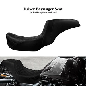 Black Driver Passenger Gel Seat For Harley Dyna Wide Glide Street Fat Bob 06-17 - Picture 1 of 18