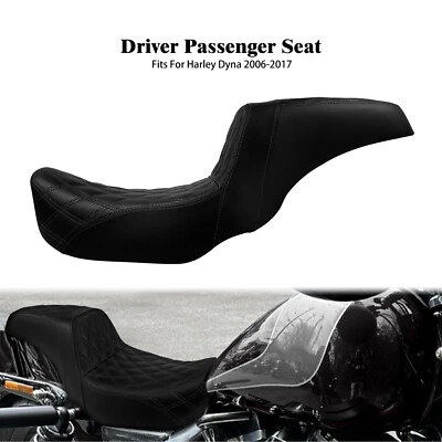 Black Driver Passenger Gel Seat For Harley Dyna Wide Glide Street Fat Bob 06-17 - Image 1 of 4