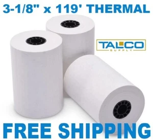(3) 3-1/8" x 119' THERMAL CREDIT CARD RECEIPT PAPER ROLLS ~FREE SHIPPING~ - Picture 1 of 1