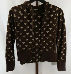 Southpole Girls Brown Gold Graphic Hoodie Jacket Size Large - Picture 1 of 5