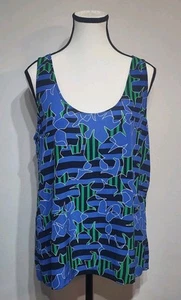DIANE VON FURSTENBERG Jackie 100% Silk Tank Blouse Sz M Colorful Abstract Print - Picture 1 of 10