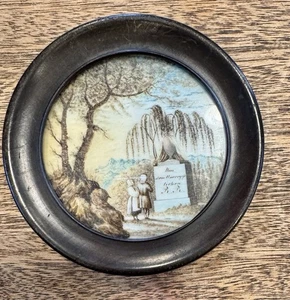 Antique MOURNING Memento HAIR Picture FRENCH GRAVE Tomb MORI Victorian Era #1 - Picture 1 of 4