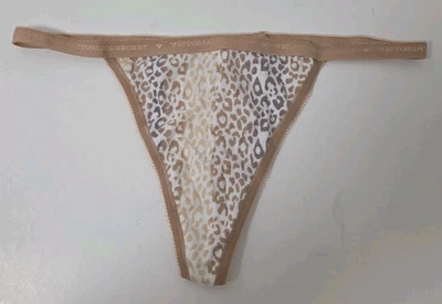 NEU MIT ETIKETT VICTORIA'S SECRET LEOPARD GEPARD LOGO ÜBERBACKENES BAND V STRING TANGA HÖSCHEN - Bild 1 von 4