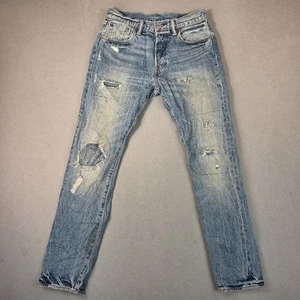 Levis 501 CT Jeans Mens 27x30 Thrashed Patched Selvedge Button Tag 29x30 - Picture 1 of 13