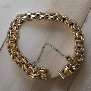 Elco 1/20 12k Gold gefüllt Doppel Glieder Bettelarmband großes Handgelenk 9" Sicherheitskette - Bild 1 von 8