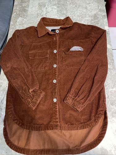 VETEMENTS Giacca shacket velluto cuore donna taglia media marrone ruggine velluto a coste bottoni davanti