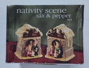 Christmas Nativity Scene Salt/Pepper Shakers Mary Joseph Baby Jesus Ceramic NOB - Picture 1 of 17