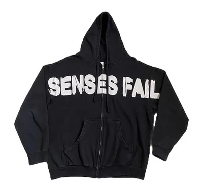 Sudadera con Capucha Cremallera Completa Senses Fail Band Spellout De Colección Tultex Emo Pop Punk Y2K 2009 Grande Foto 1 de 4