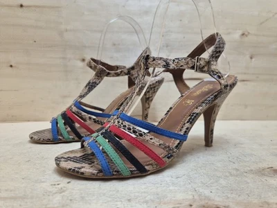 S.OLIVER SEÑORA ZAPATOS DE SALÓN TACÓN ALTO TACÓN EMBUDO REPTIL ESTAMPADO TIRAS TALLA:38 UK:5 Foto 1 de 4