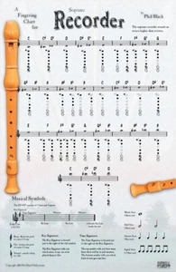 Instrumental Fingering Chart Poster for Recorder * Ships from the publisher! - Picture 1 of 1