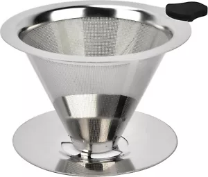 Coffee Dripper Slow Drip Paperless Coffee Filter Double Mesh Stainless Steel - Picture 1 of 6